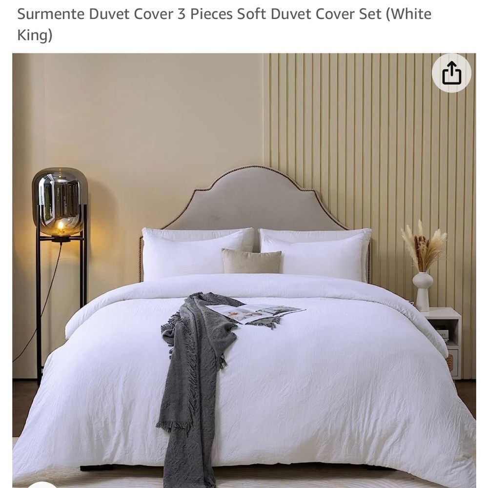 Surmente King Size three-piece classic duvet cover pure white.  NWT